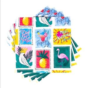 Four (4) Individual Summer Luau Stamps Paper Decoupage Luncheon Napkins